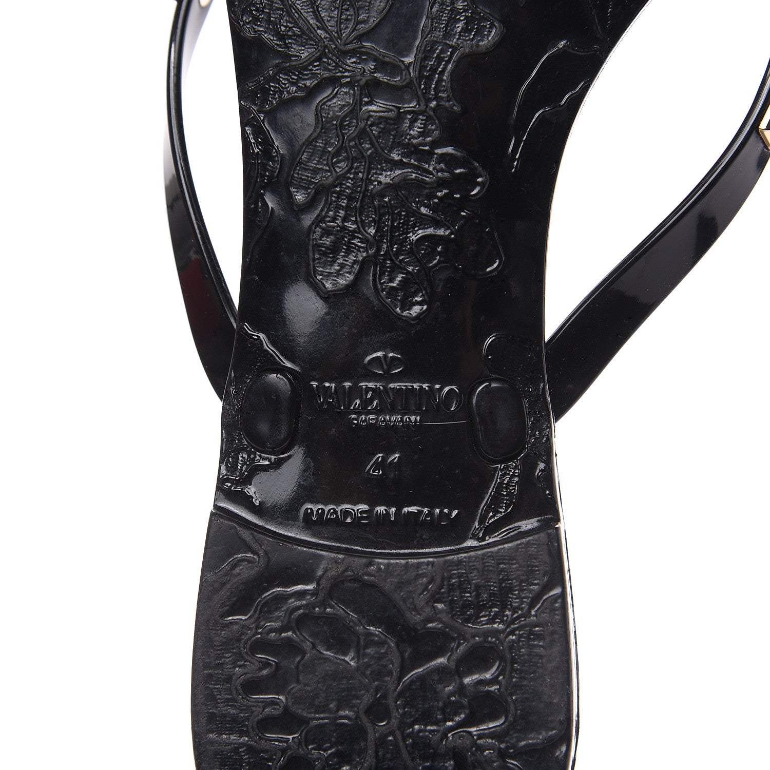 Valentino Garavani PVC Jelly Rockstud Bow Thong Sandals 41 Black 7 of 8