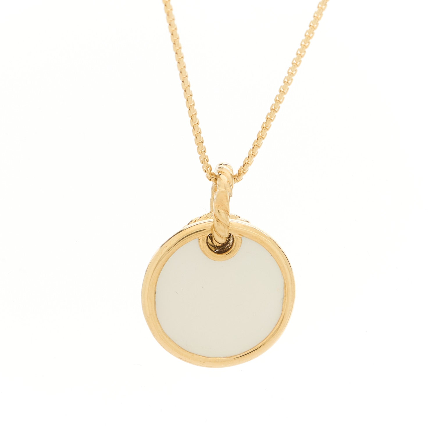David Yurman 18K Yellow Gold Diamond Black Onyx Mother of Pearl 21.5mm Reversible Elements Necklace 6 of 7