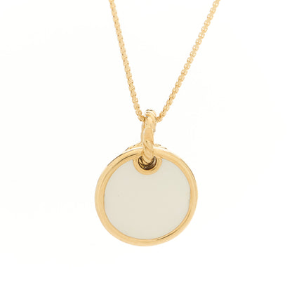 David Yurman 18K Yellow Gold Diamond Black Onyx Mother of Pearl 21.5mm Reversible Elements Necklace 6 of 7