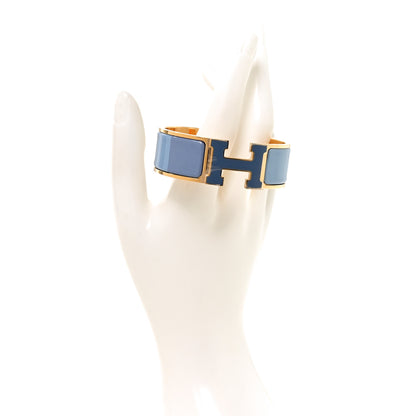 Hermes Enamel Wide Clic Clac H Bracelet PM Rainbow Bleu 2 of 5