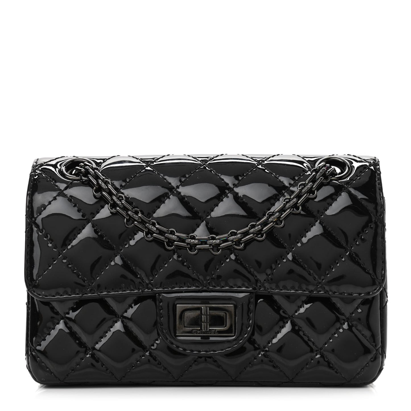 Patent Calfskin Quilted 2.55 Reissue Mini Flap So Black