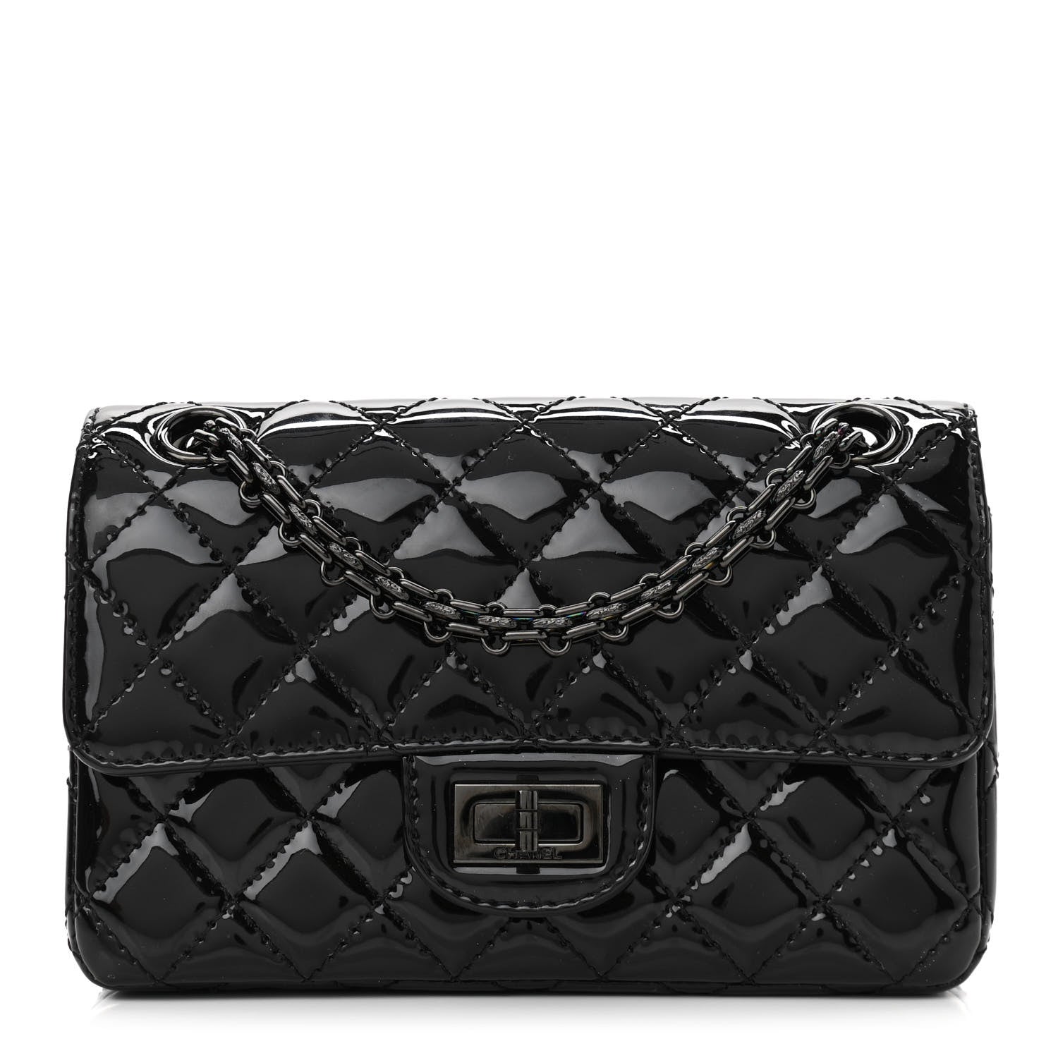 Chanel Patent Calfskin Quilted 2.55 Reissue Mini Flap So Black 1 of 11