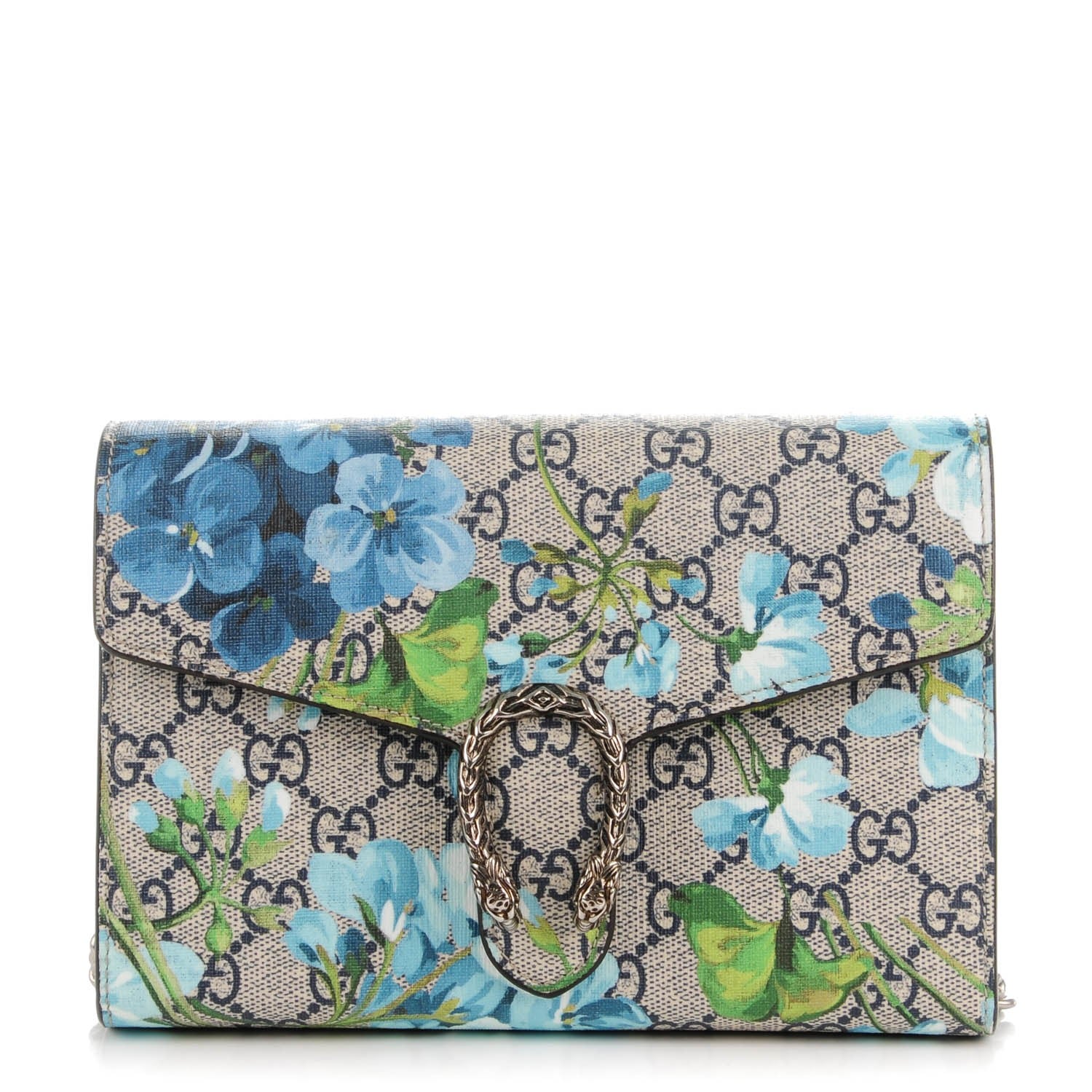 Gucci GG Supreme Monogram Blooms Mini Dionysus Chain Wallet Beige Blue Navy Vintage Blue 1 of 7