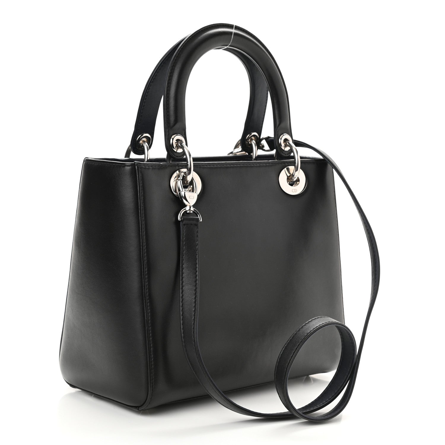 Christian Dior Smooth Calfskin Embroidered Beaded Floral Medium Lady Dior Black 2 of 9