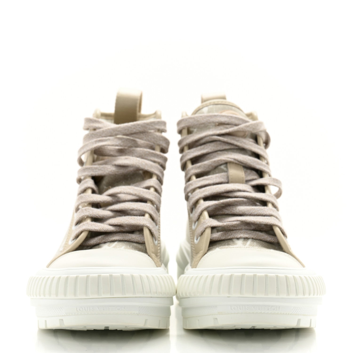 Louis Vuitton Denim Monogram Squad Sneaker Boots 36 Beige 2 of 8