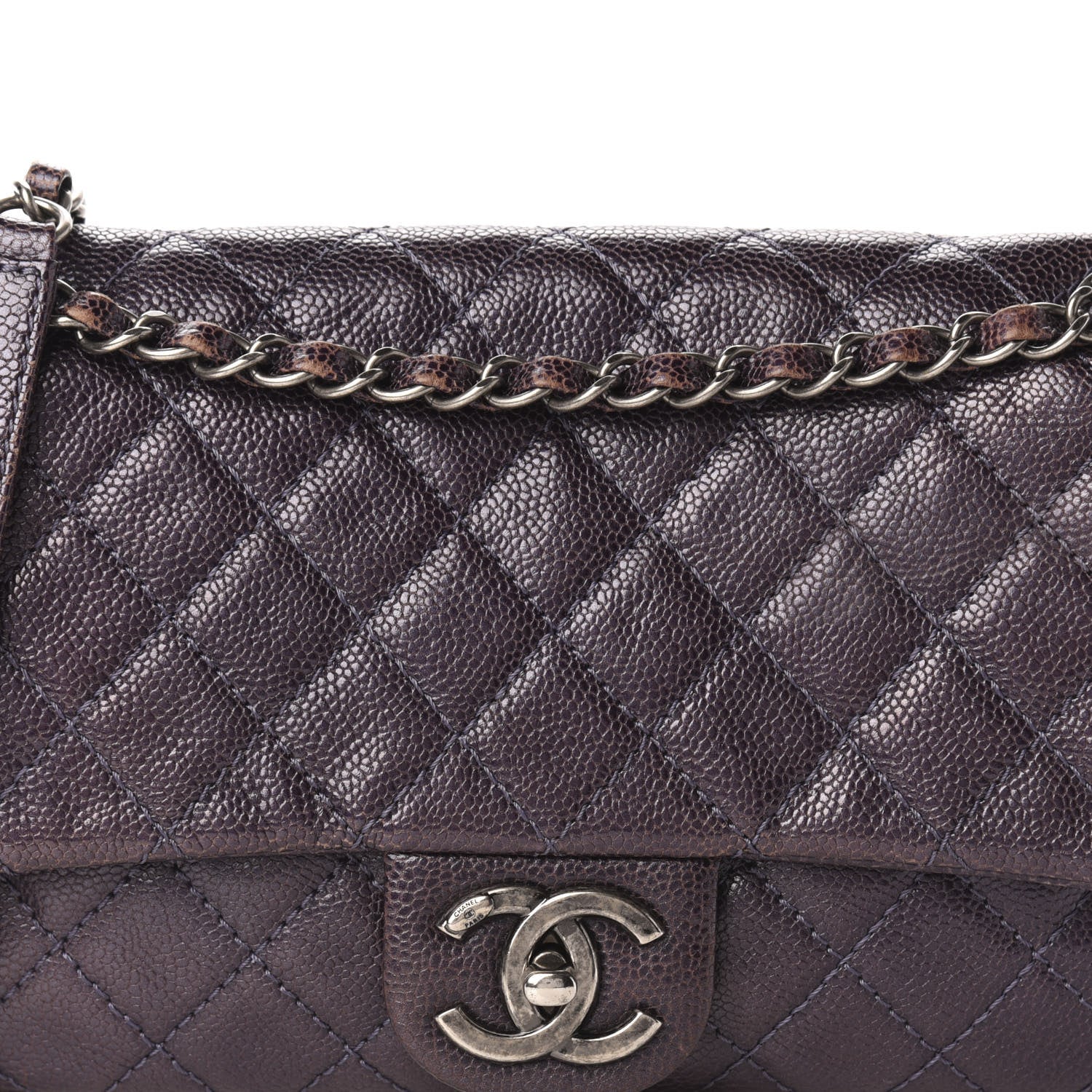 Chanel Iridescent Caviar Quilted Small Chic Flap Dark Purple 10 of 11