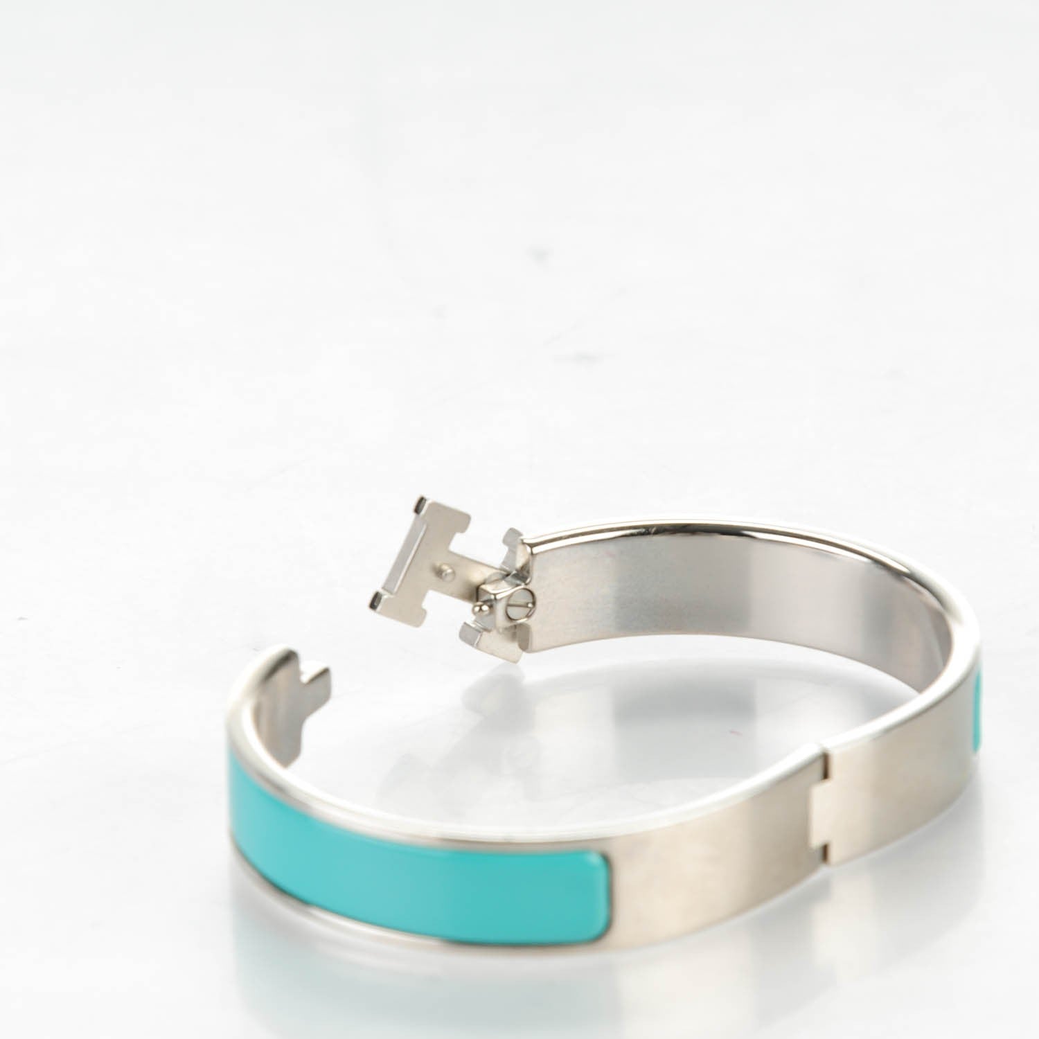 Hermes Enamel Narrow Clic Clac H Bracelet GM Bleu Atoll 4 of 5