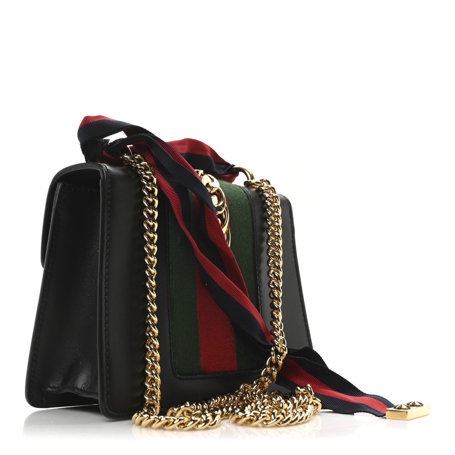 Gucci Calfskin Mini Sylvie Chain Shoulder Bag Black 2 of 9