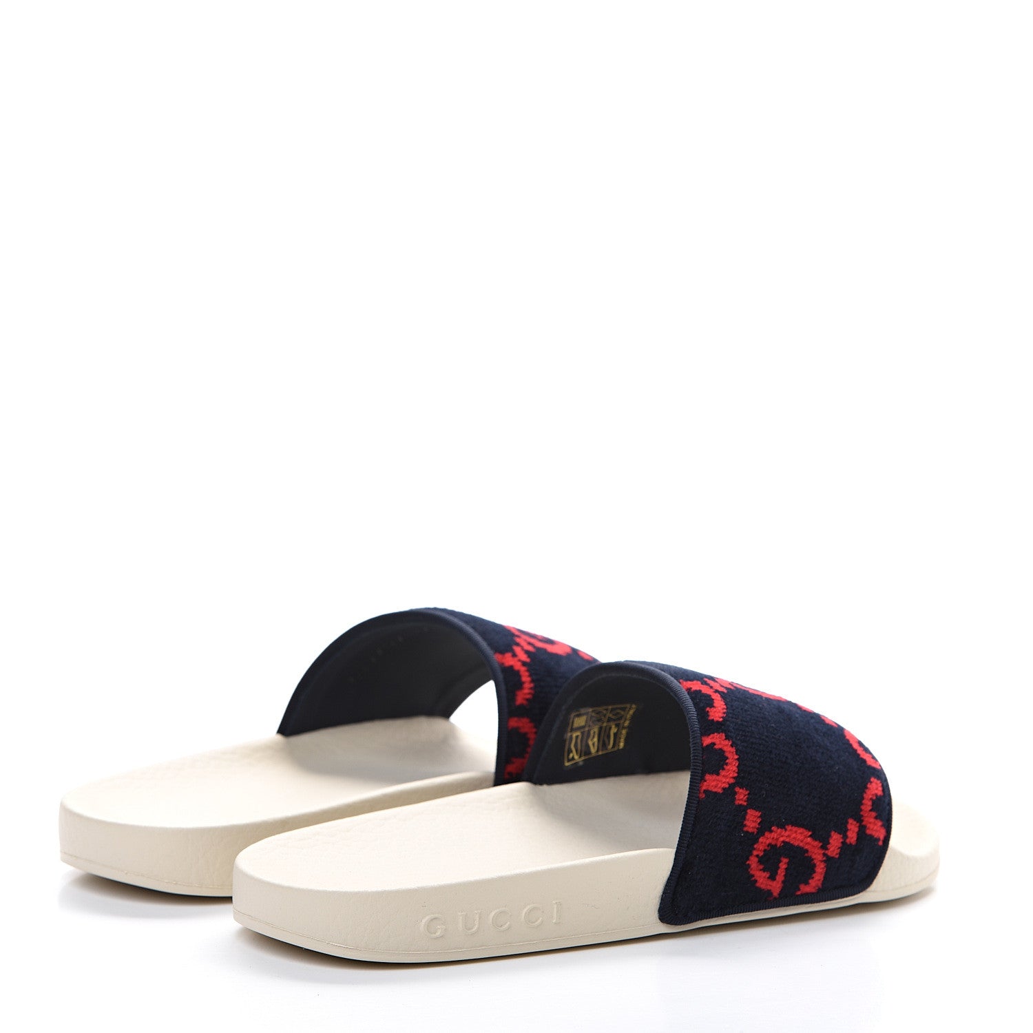 Gucci Terry Cloth GG Monogram Slide Sandals 35 Blue Red 4 of 8