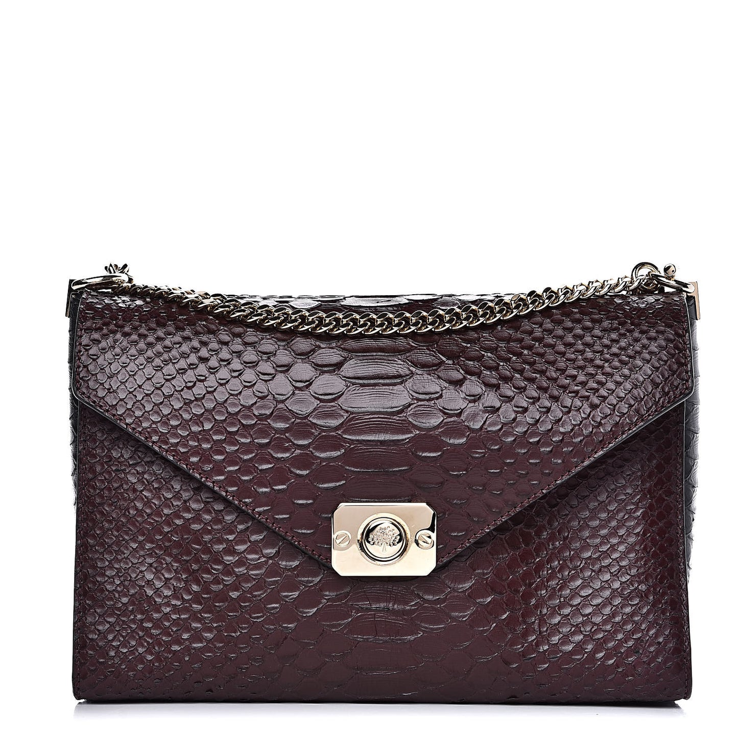 Silky Python Calfskin Embossed Reversible Delphie Crossbody Oxblood Black