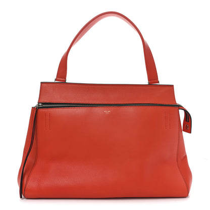 Celine Grained Calfskin Medium Edge Shoulder Bag Vermillion 1 of 9