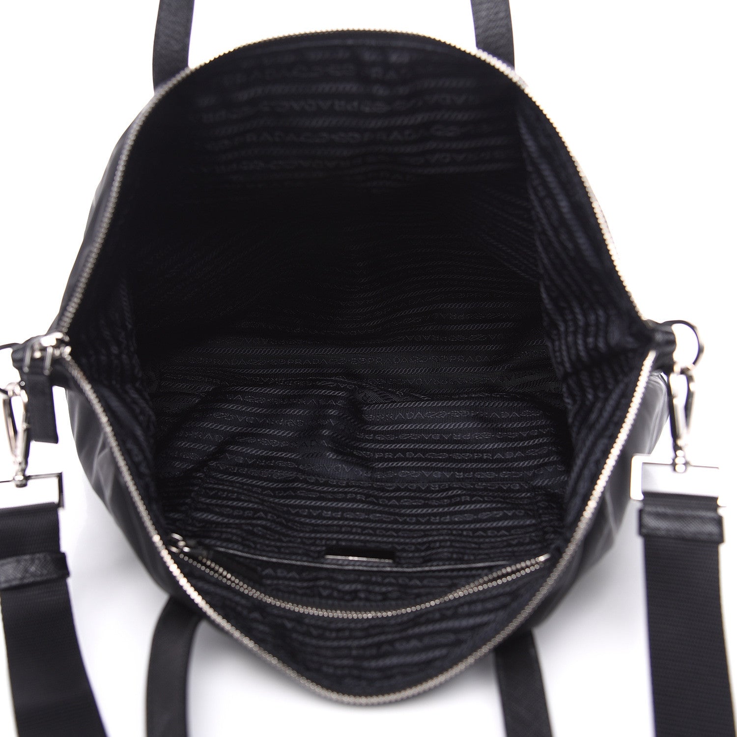 Prada Tessuto Nylon Saffiano Vela Shopping Tote Black 5 of 9