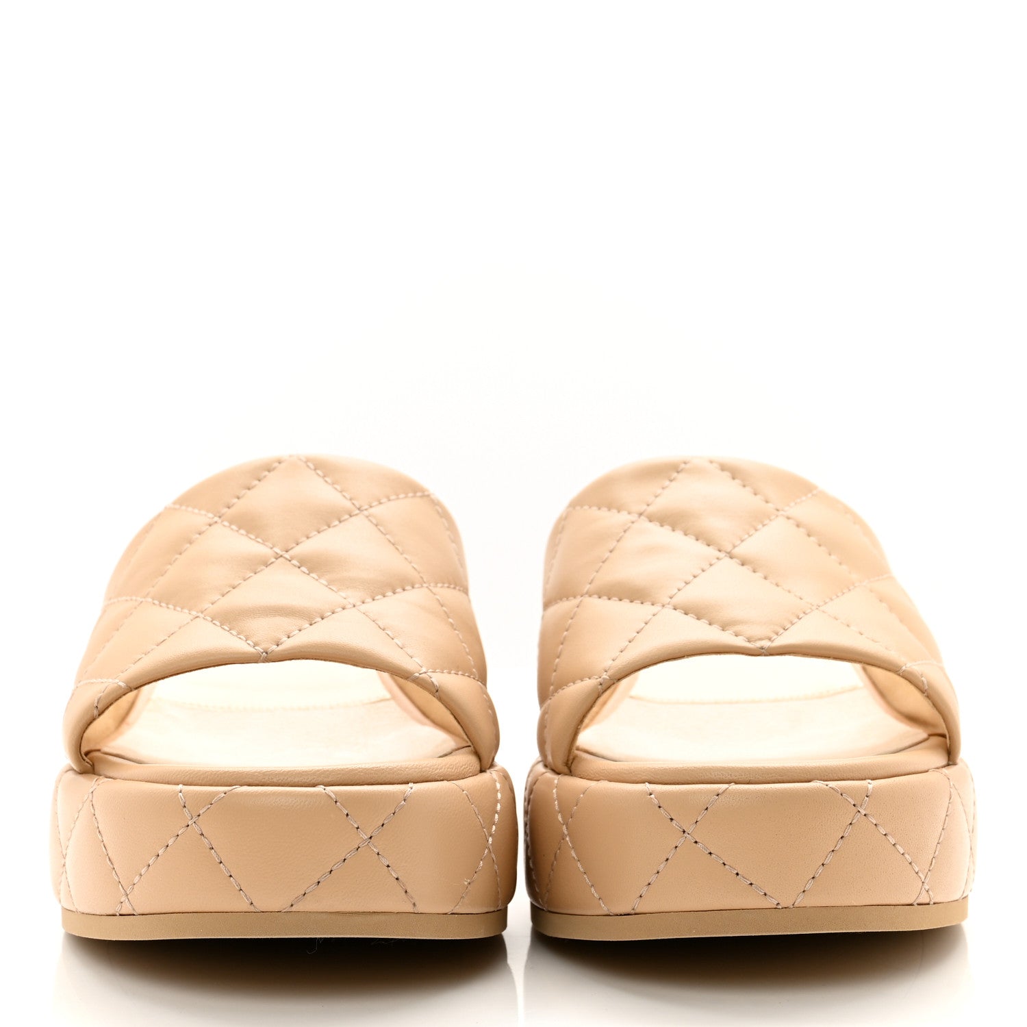 Chanel Lambskin Quilted Camelia CC Wedge Sandal Mules 41 Beige 3 of 9