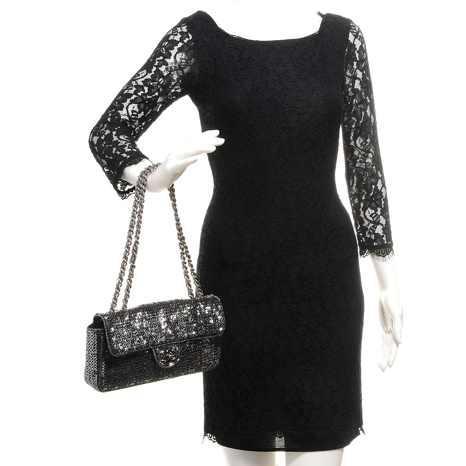 Chanel Sequin East West Flap Dark Silver 2 of 8