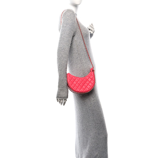 Lambskin Quilted Small Hobo Bag Dark Pink