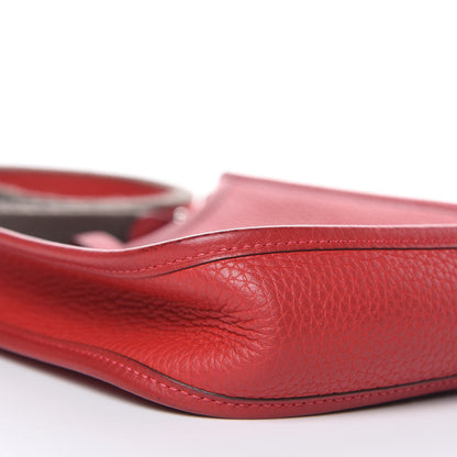 Hermes Taurillon Clemence Amazone Evelyne TPM Rouge Casaque Etain 8 of 13