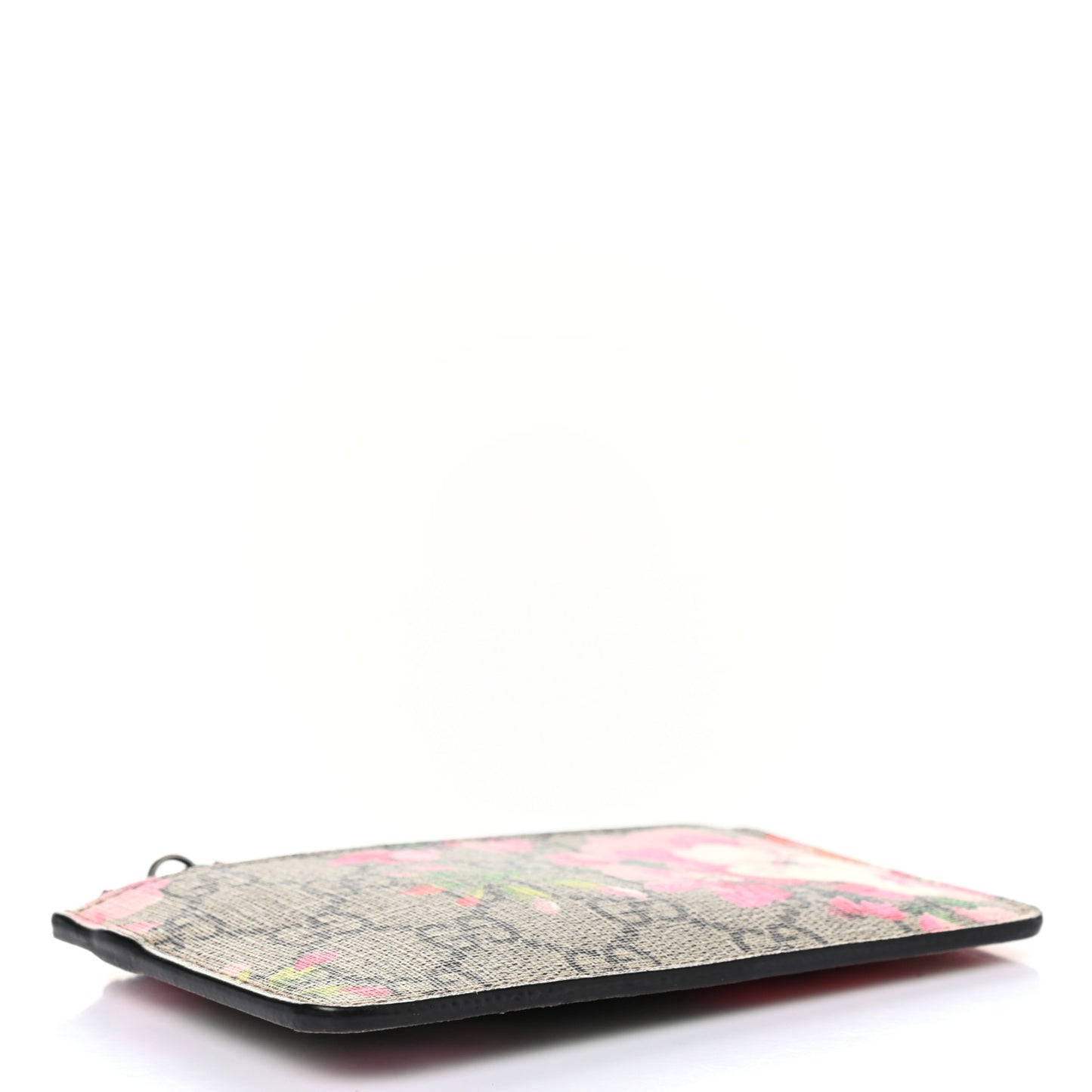 GG Supreme Monogram Blooms Key Ring Coin Case Beige Multicolor Dry Rose