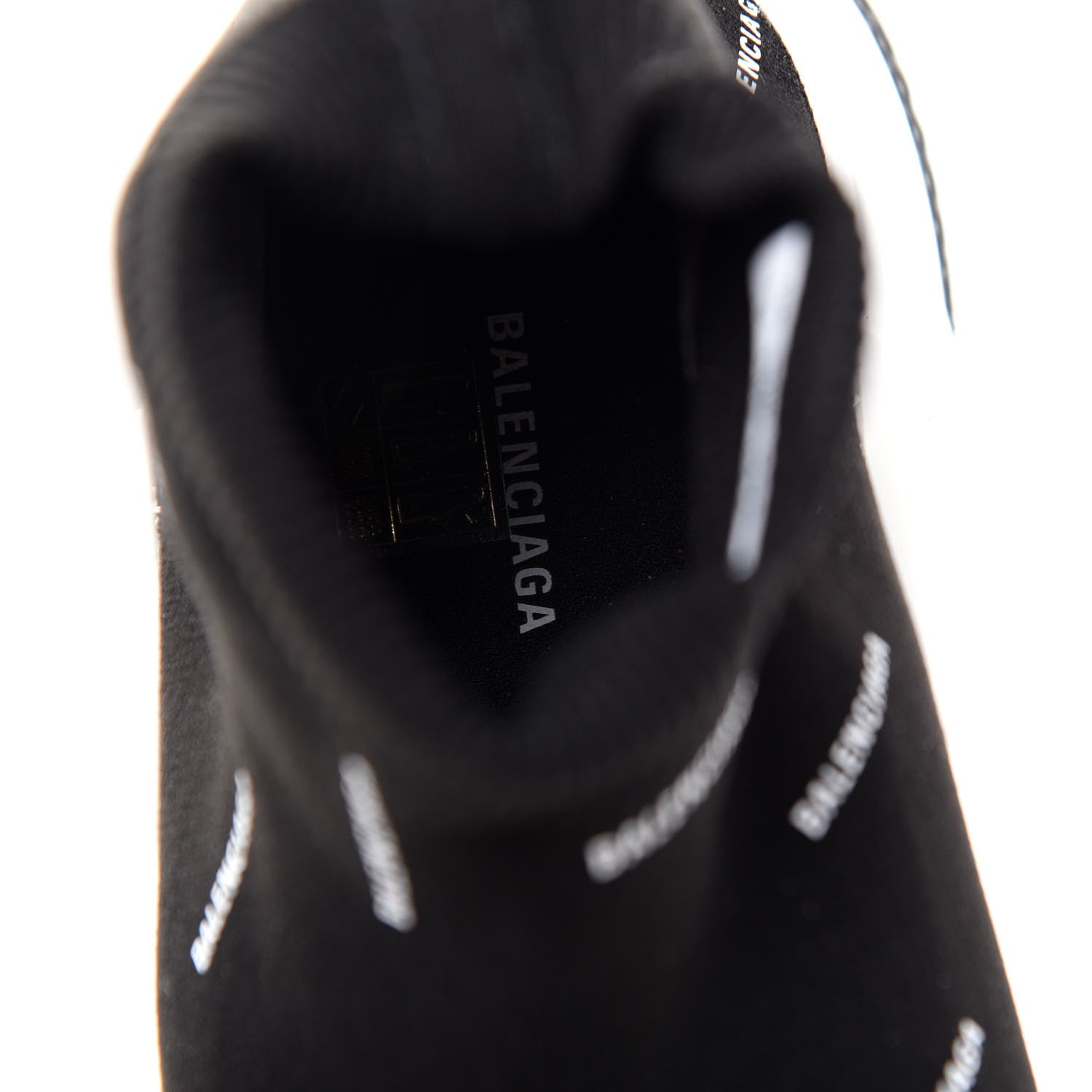 Balenciaga Neoprene Knit Allover Logo Bi-Color Sole Mens Speed Sneakers 43 Black White 8 of 11