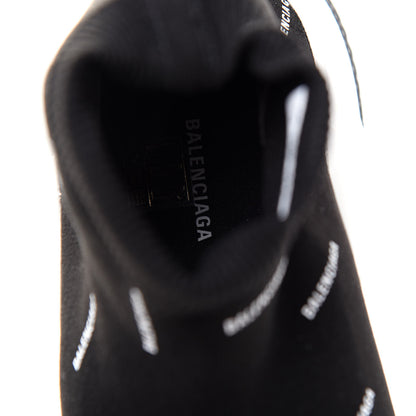 Balenciaga Neoprene Knit Allover Logo Bi-Color Sole Mens Speed Sneakers 43 Black White 8 of 11
