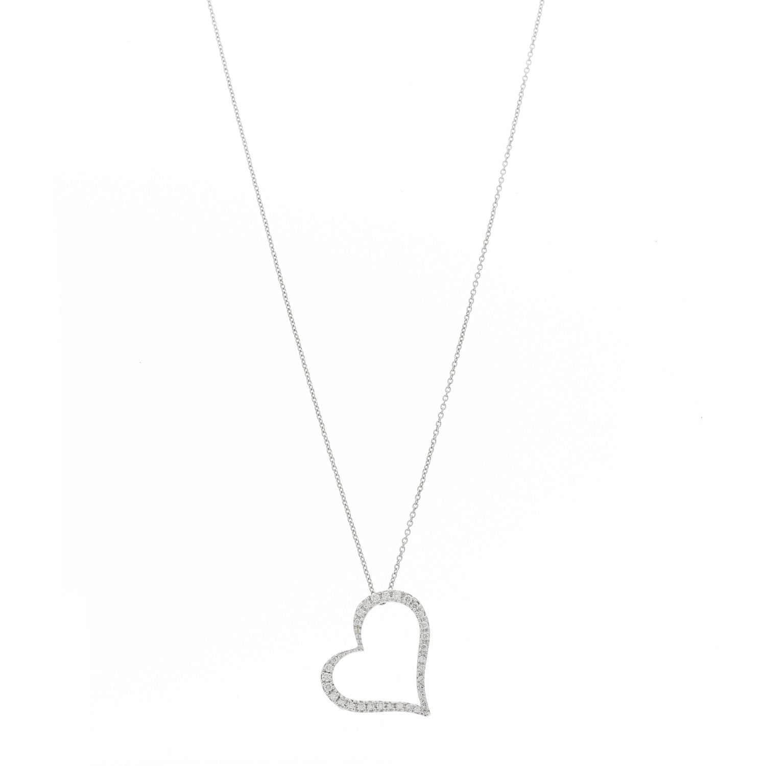 Roberto Coin 18K White Gold Diamond .22ct Tiny Treasures Heart Pendant Necklace 1 of 6