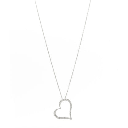 Roberto Coin 18K White Gold Diamond .22ct Tiny Treasures Heart Pendant Necklace 1 of 6