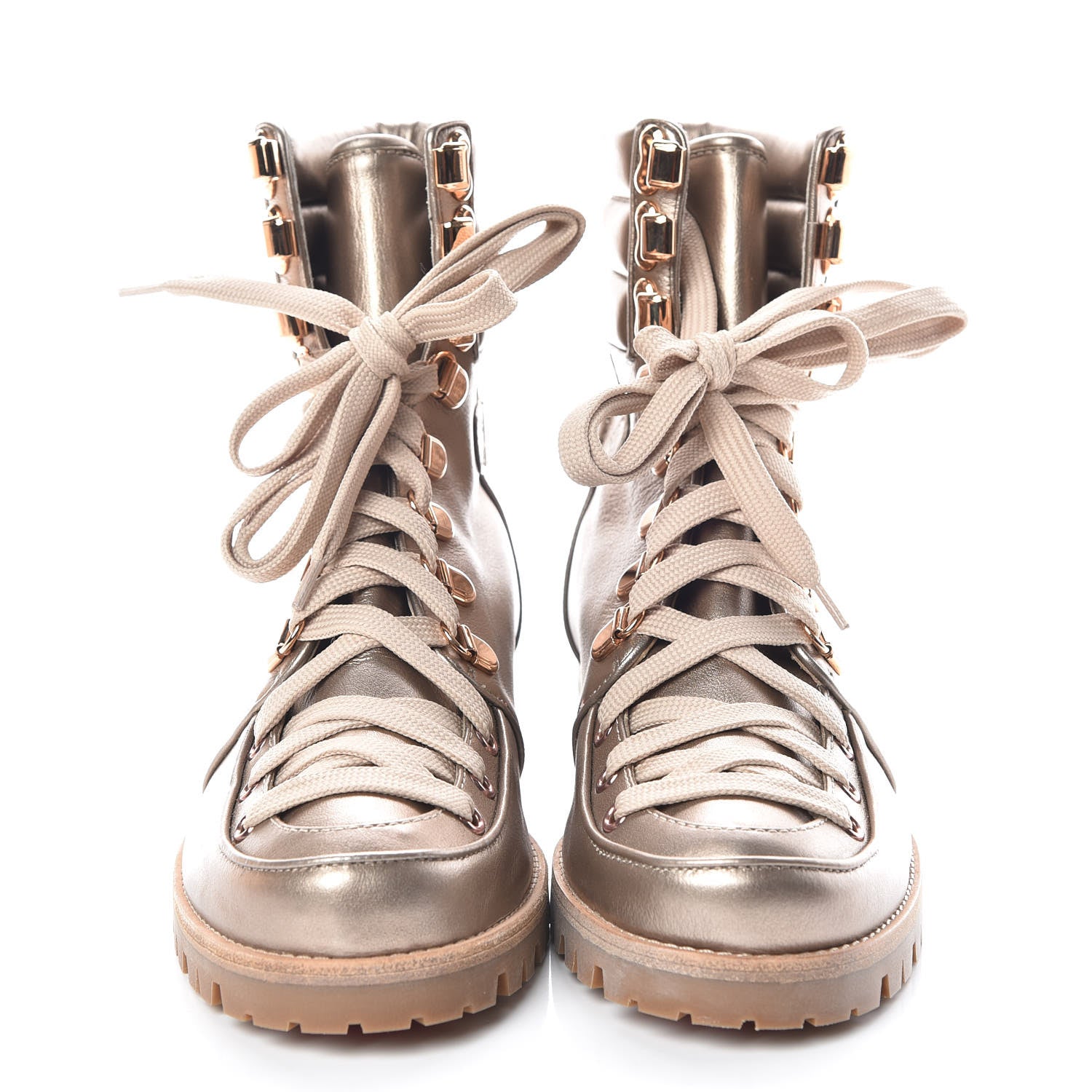 Christian Louboutin Metallic Calfskin Who Runs Flat Boots 38 Colombe 2 of 9