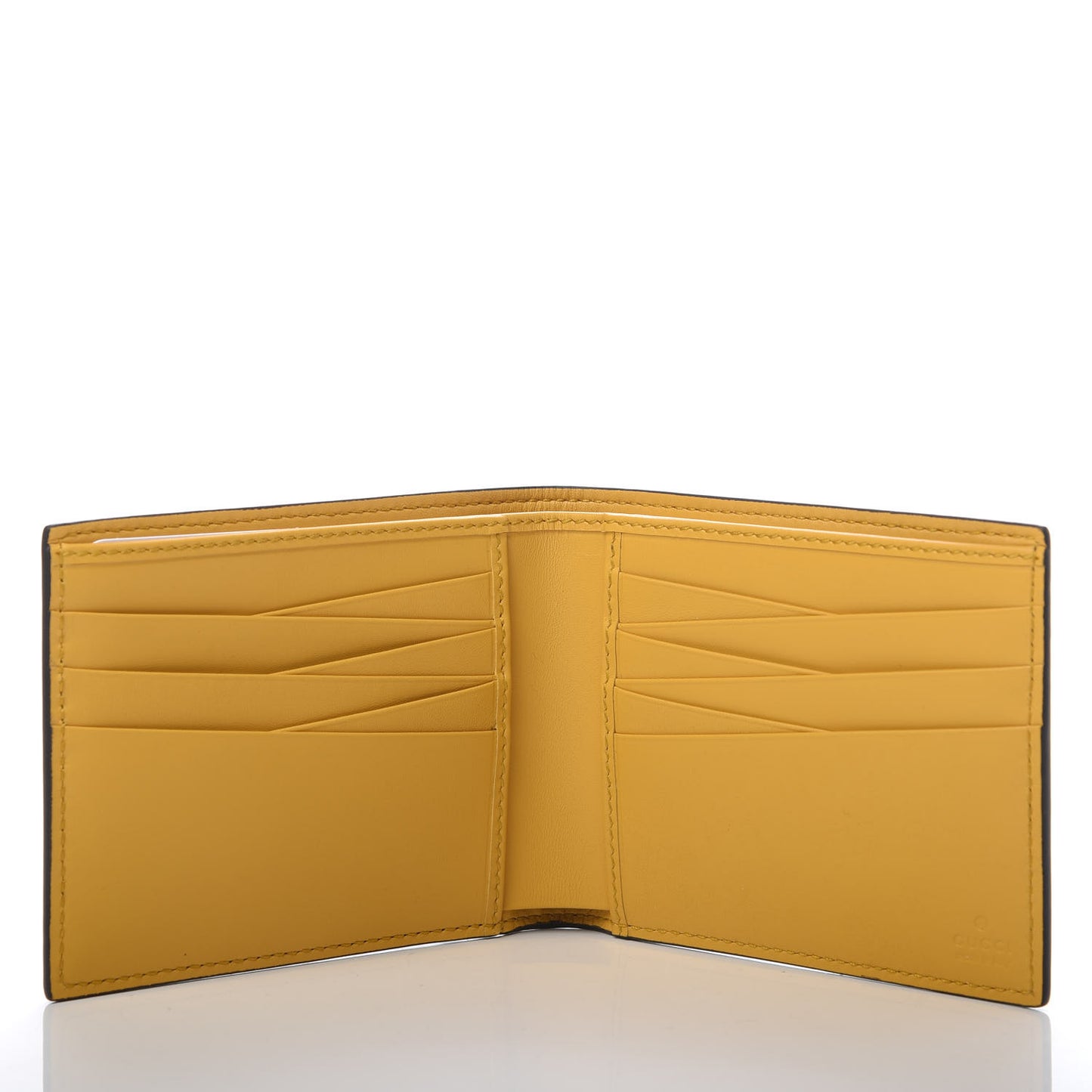 Calfskin Embossed Tiger Bi-Fold Wallet Yellow