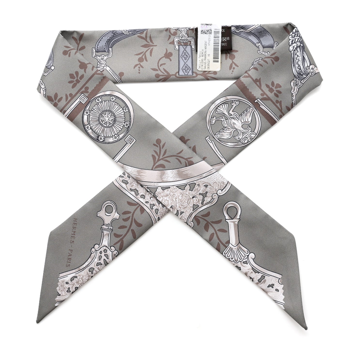 Silk Etriers Remix Twilly Sauge Marron Argent
