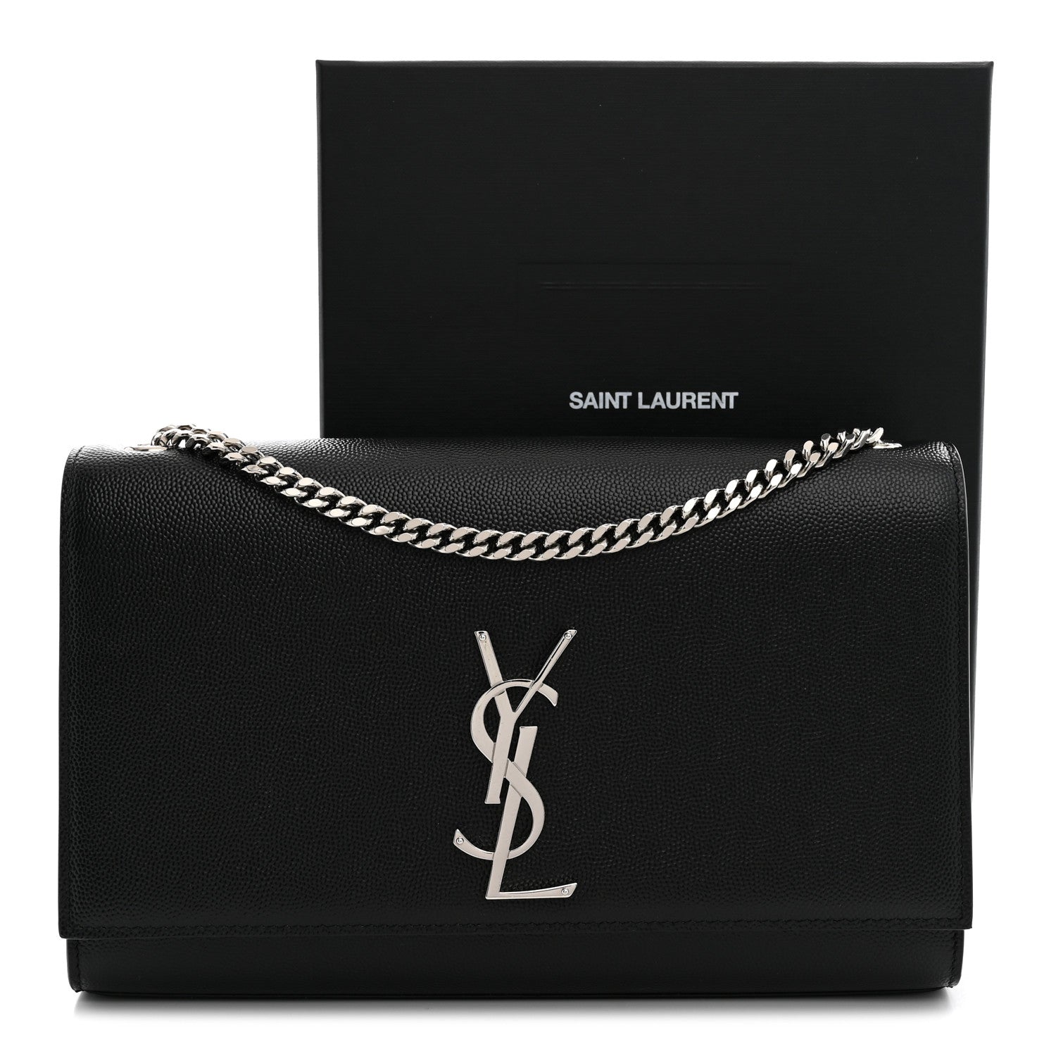 Saint Laurent Grain De Poudre Medium Classic Monogram Kate Satchel Black 10 of 10