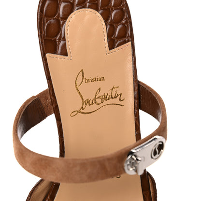 Christian Louboutin Calfskin Crocodile Embossed Choc Lock Flats 36 Biscotto 7 of 9
