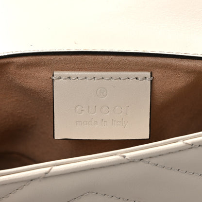 Gucci Calfskin Matelasse Super Mini GG Marmont Shoulder Bag White 6 of 10