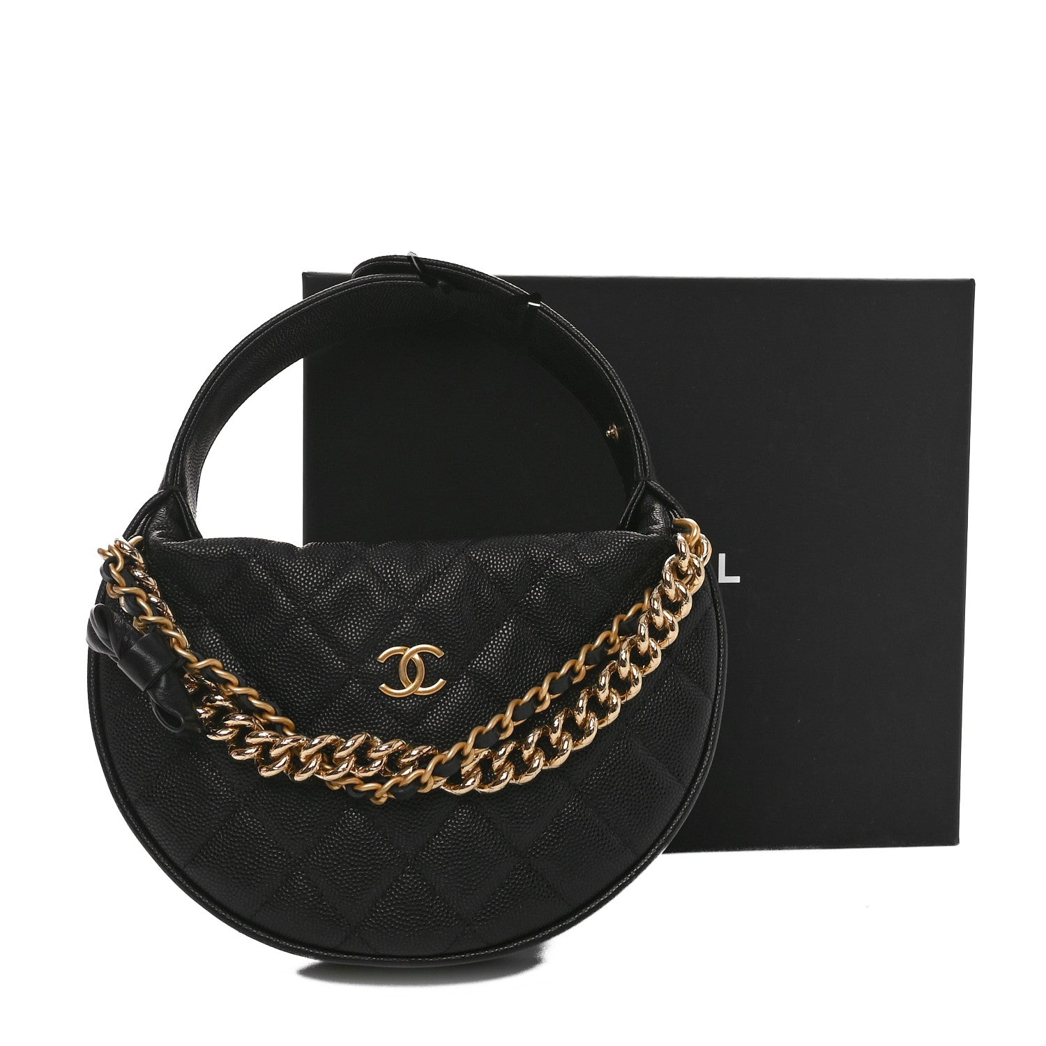 Chanel Shiny Caviar Quilted Bow Pouch Hobo Black 11 of 11