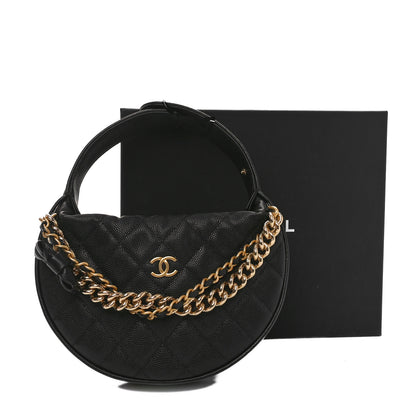 Chanel Shiny Caviar Quilted Bow Pouch Hobo Black 11 of 11