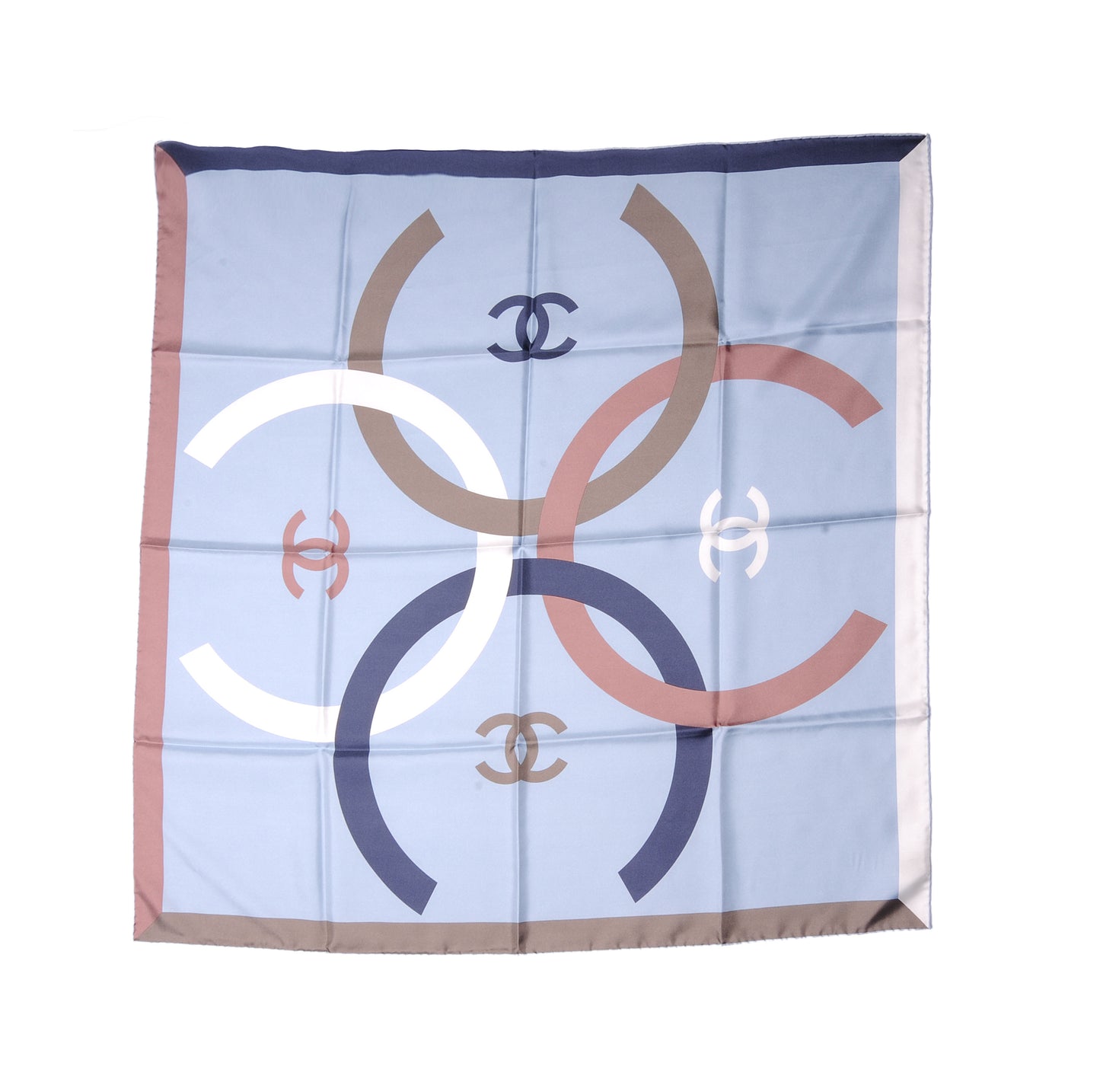 Silk CC Logo Square Scarf Multicolor Blue