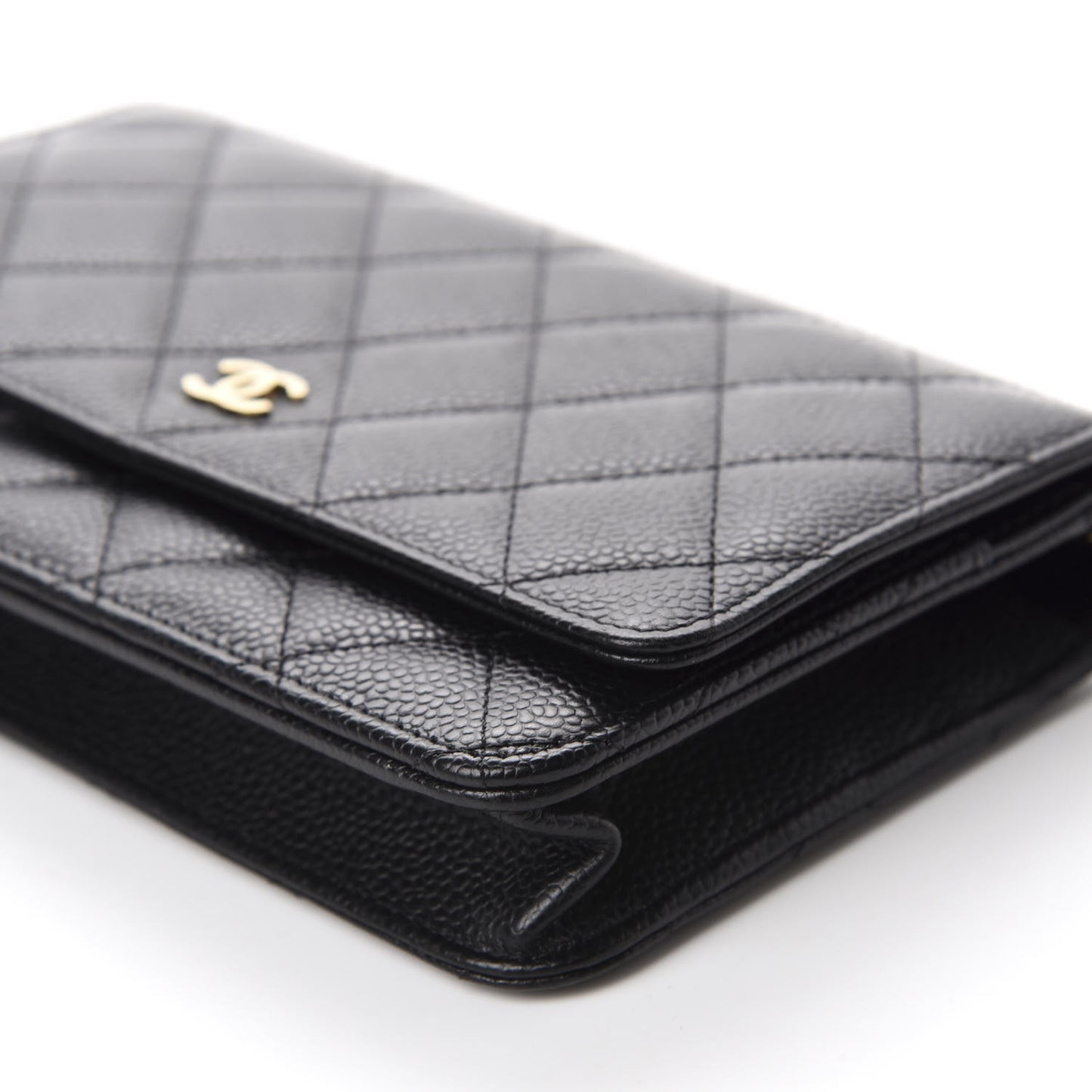 Caviar Quilted Wallet On Chain WOC Black