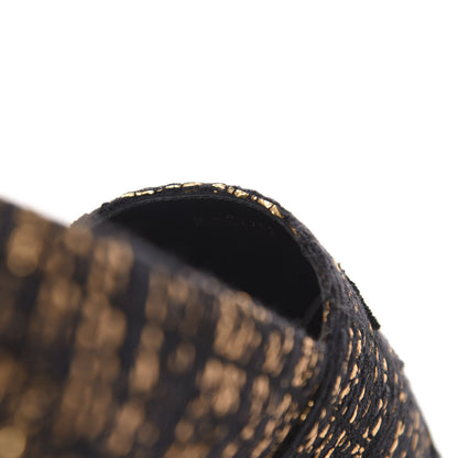 Chanel Metallic Tweed Grosgrain CC Espadrilles 40 Black Gold 11 of 12