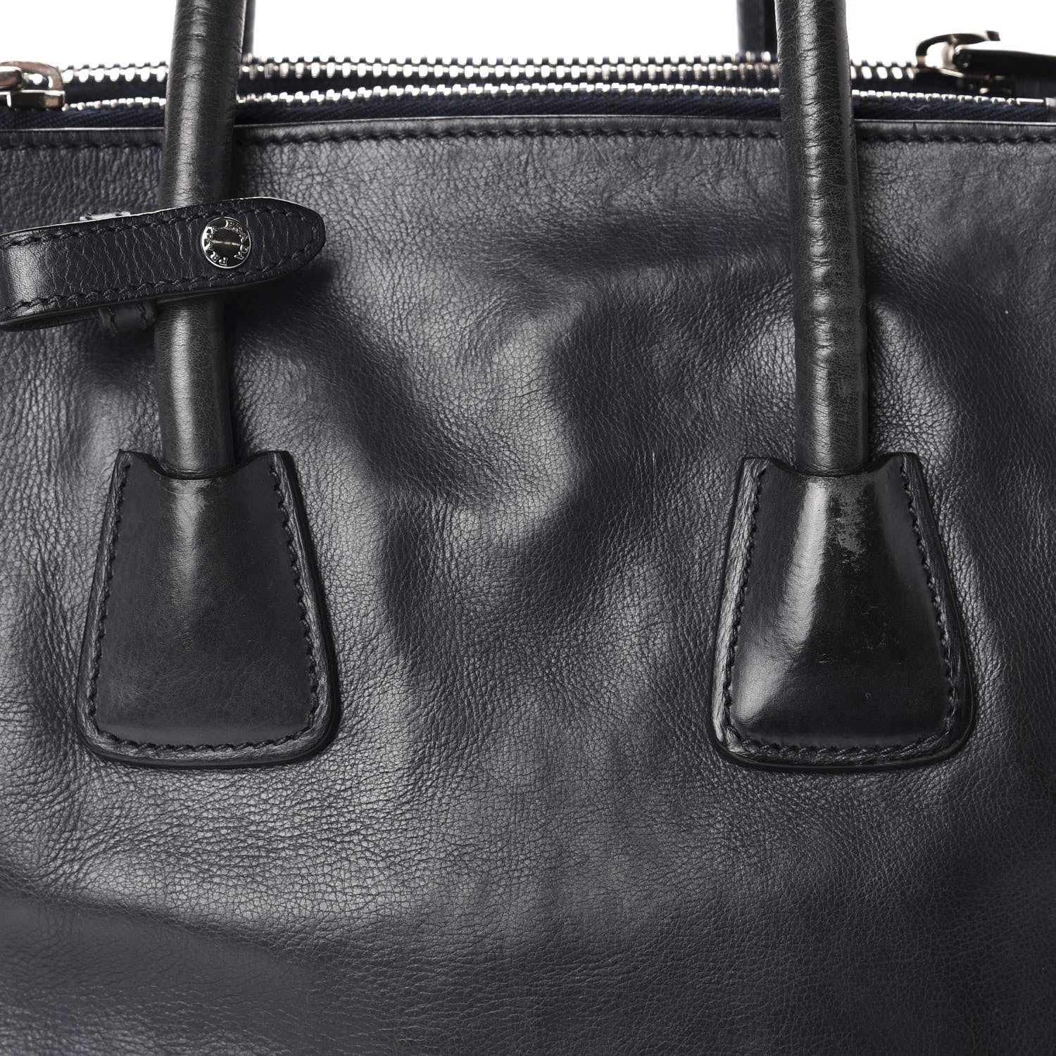 Prada Glace Calf Small Twin Pocket Tote Black 14 of 14