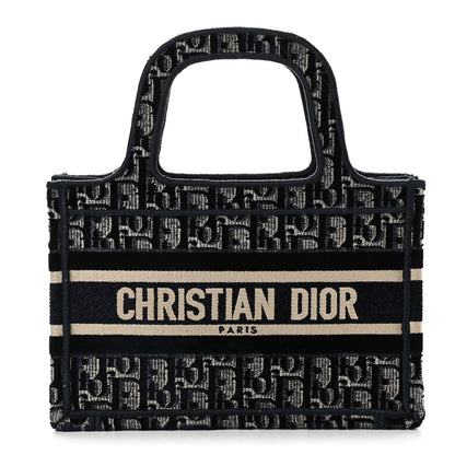 Christian Dior Velvet Oblique Embroidered Mini Book Tote Blue 1 of 9