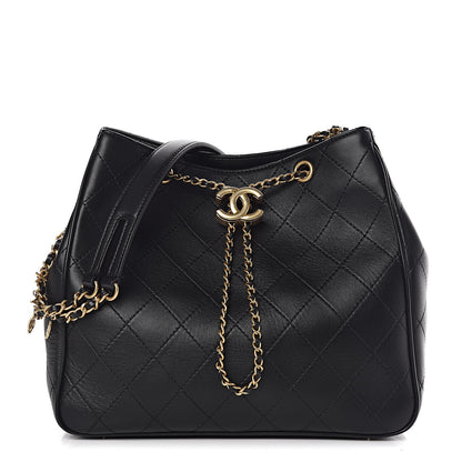 Chanel Calfskin Stitched Egyptian Amulet Drawstring Bag Black 1 of 13