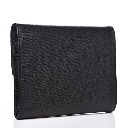 Prada Saffiano Tri-Fold Compact Wallet Black 2 of 10