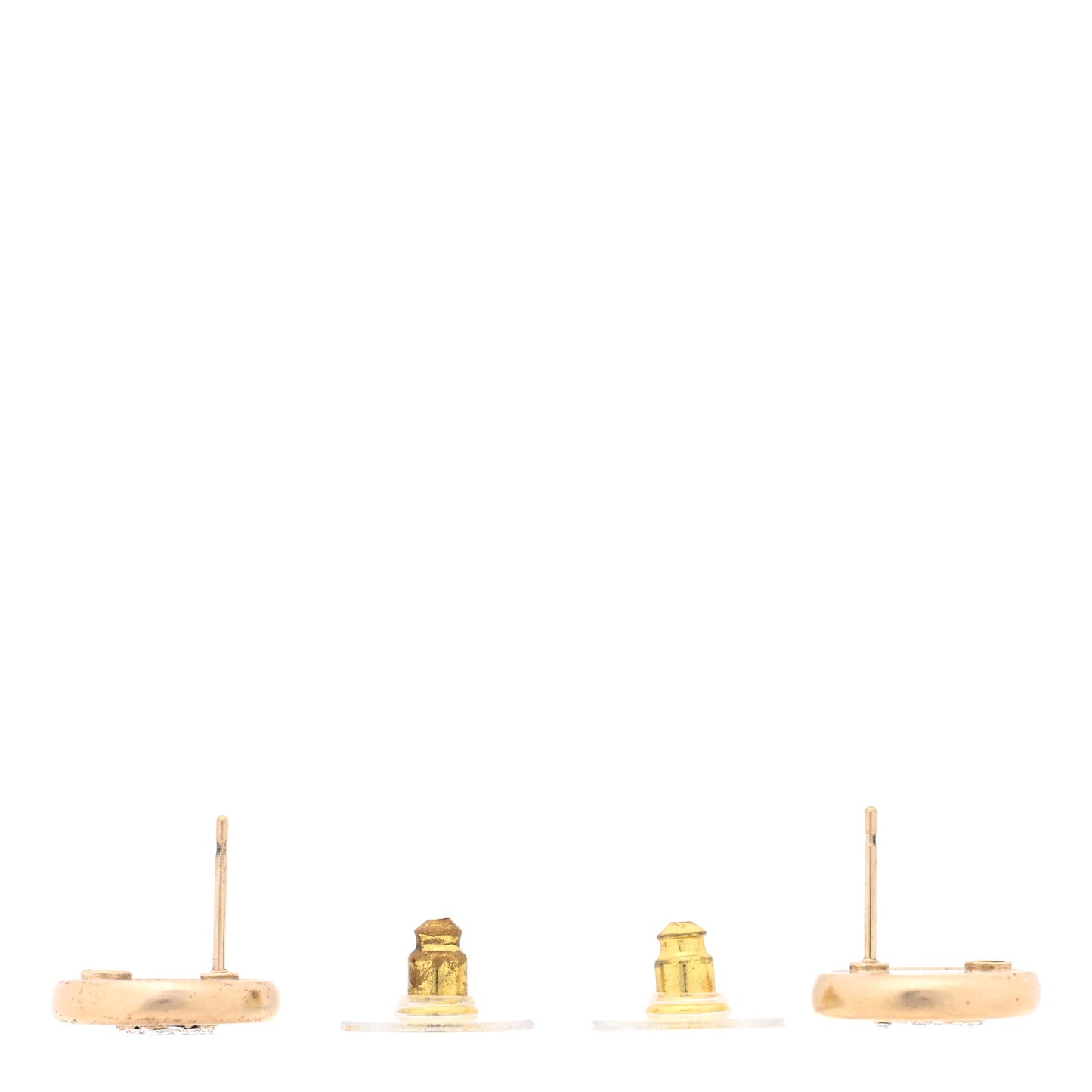 Crystal CC No 5 Round Earrings Gold