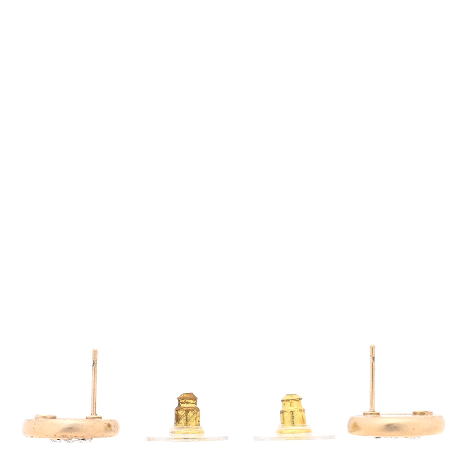 Chanel Crystal CC No 5 Round Earrings Gold 3 of 5