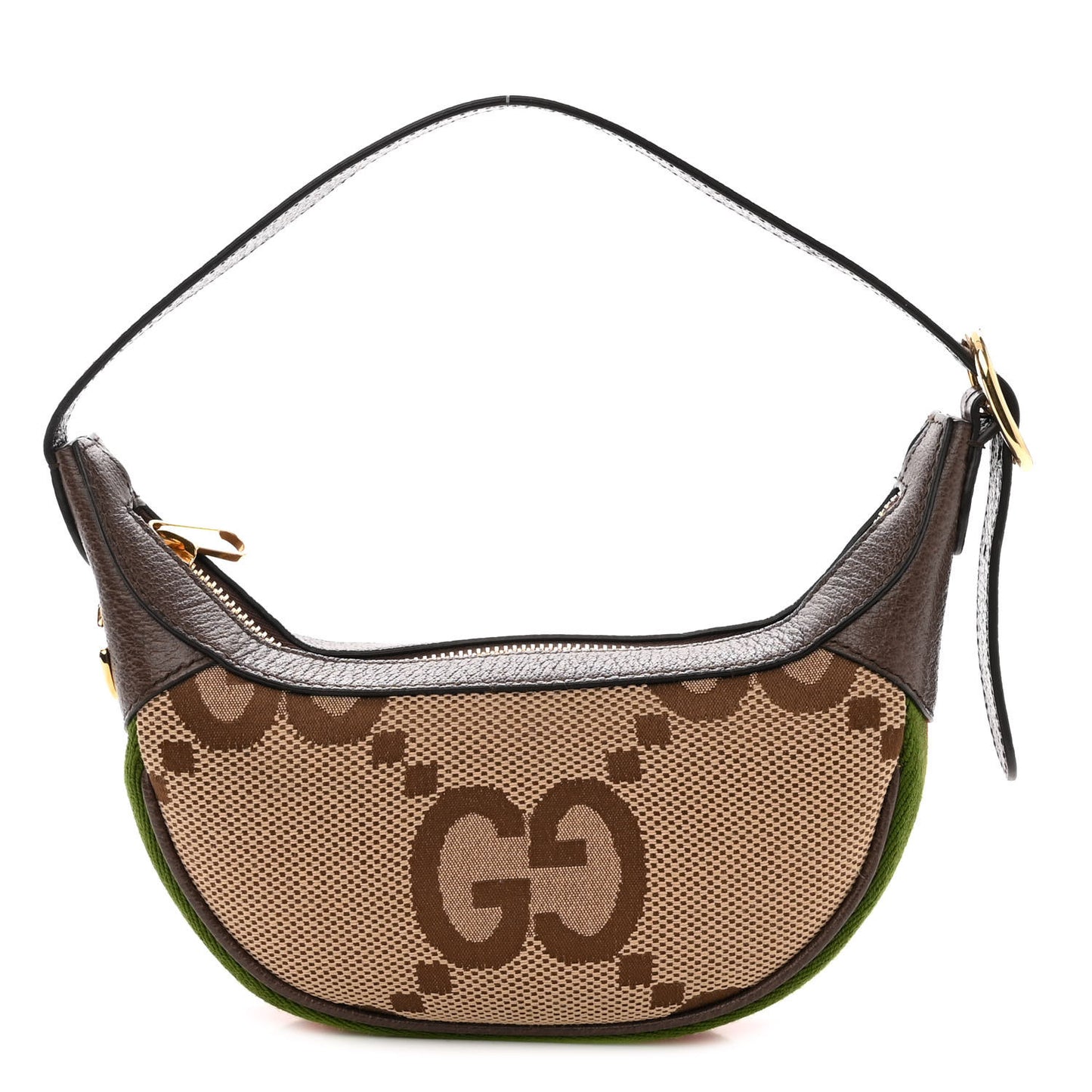 Monogram Jumbo GG Textured Dollar Calfskin Web Mini Ophidia Half Moon Hobo Camel Ebony New Acero
