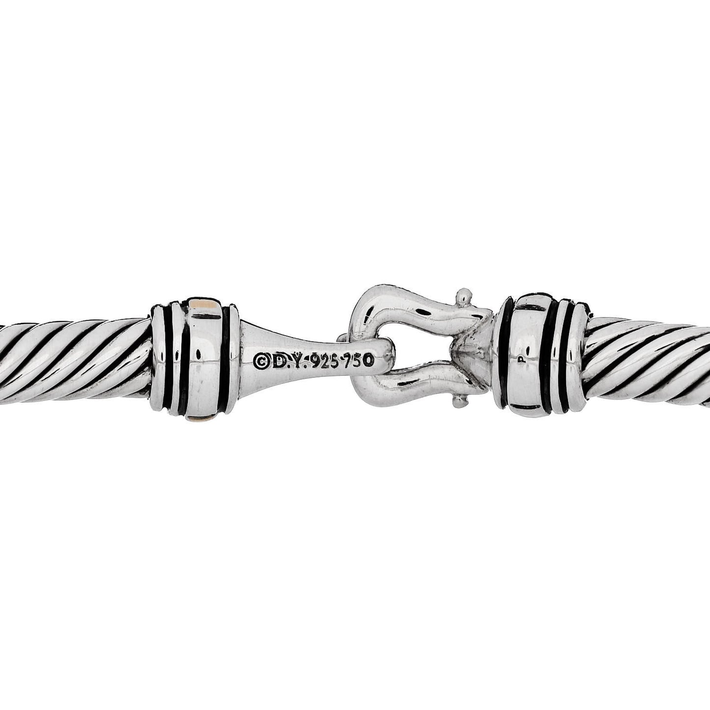 Sterling Silver 18K Yellow Gold 4mm Cable Classic Buckle Bracelet