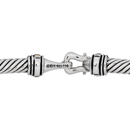 David Yurman Sterling Silver 18K Yellow Gold 4mm Cable Classic Buckle Bracelet 3 of 3