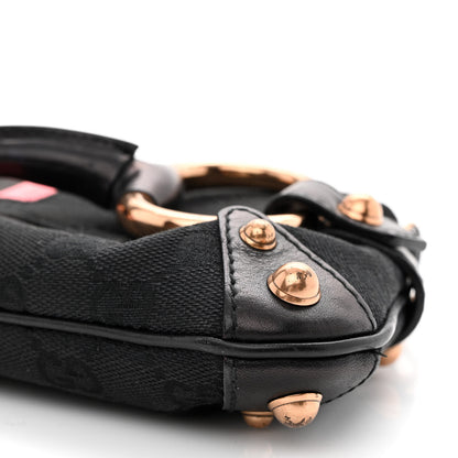 Gucci Monogram Horsebit Web Clutch Black 10 of 13