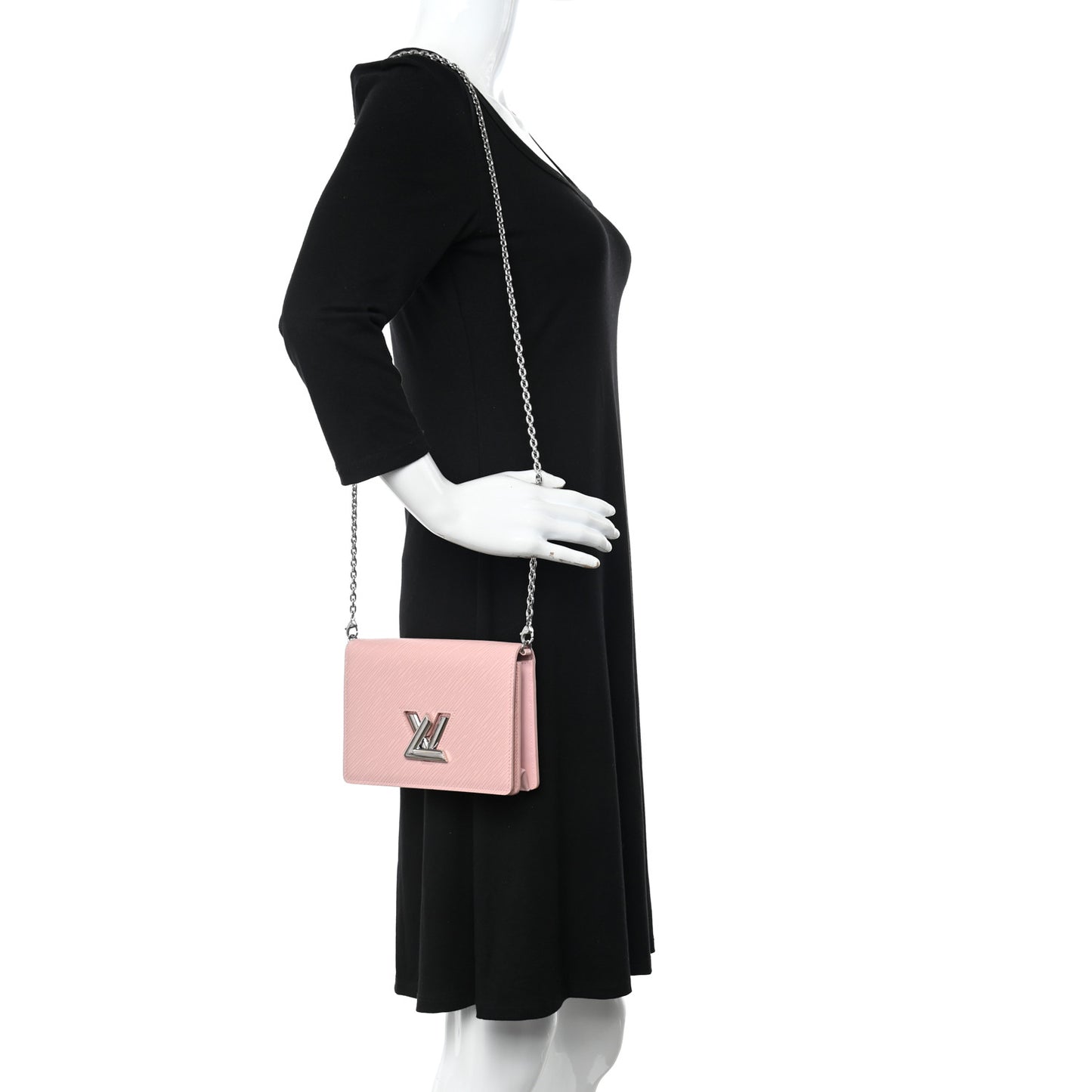 Epi Twist Belt Chain Wallet Rose Ballerine