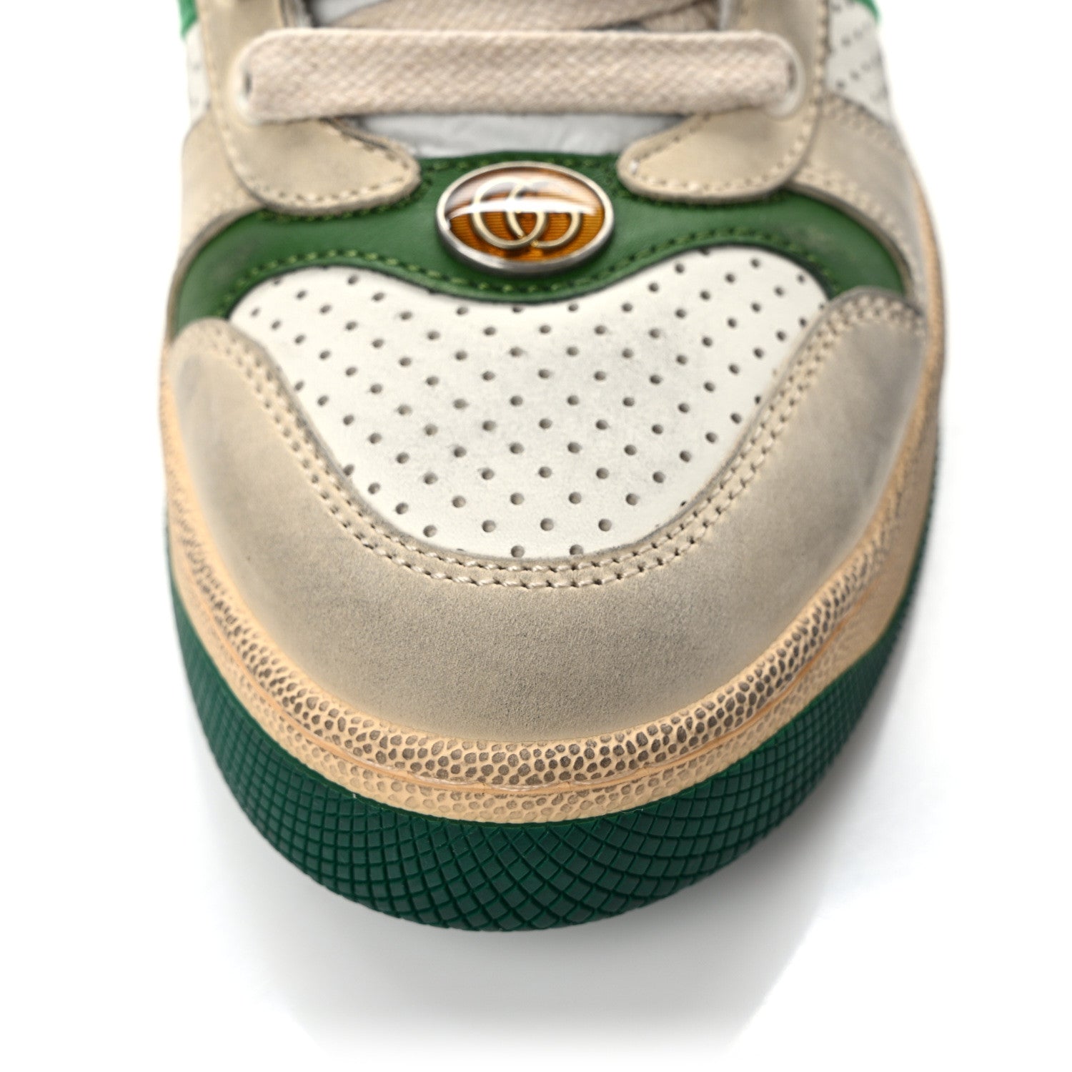 Gucci Nubuck Nylon Web Womens Screener Sneakers 36 New Sand Dusty Milk Mystic White Vintage Green 10 of 11