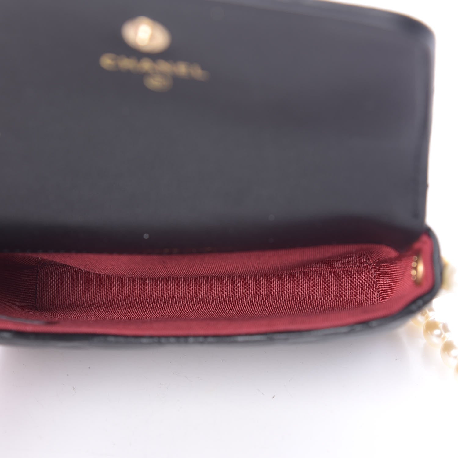 Chanel Calfskin Quilted About Pearls Card Holder Flap With Chain Black 5 of 11