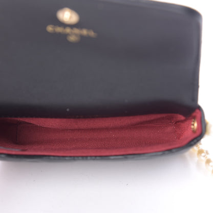 Chanel Calfskin Quilted About Pearls Card Holder Flap With Chain Black 5 of 11